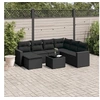 Image de Salon de jardin 8 pcs avec coussins noir résine tressée 3219295