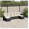 Image de Salon de jardin 7 pcs avec coussins noir résine tressée 3219326