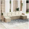 Image de Salon de jardin modulable resine tressee 7 personnes beige 65.5 x 62 x 69 cm 7 pieces