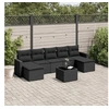 Image de Salon de jardin 8 pcs avec coussins noir résine tressée 3219335