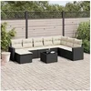 Image de Salon de jardin 9 pcs avec coussins noir résine tressée 3219356