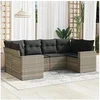 Image de Salon de Jardin avec Coussins 6 pcs, Canapés avec Pieds Réglables, Ensemble de Meubles d'Extérieur Patio Terrasse, 3219372