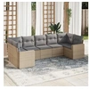 Image de Salon de jardin avec coussins 7 pcs beige résine tressée 3219379