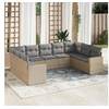 Image de Salon de jardin avec coussins 9 pcs beige résine tressée 3219389