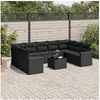 Image de Salon de Jardin avec Coussins 10 pcs, Canapés de Terrasse, Ensemble de Meubles de Patio, Mobilier d'Extérieur, Noir 3219395