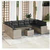 Image de Salon de Jardin avec Coussins 10 pcs, Canapés avec Pieds Réglables, Ensemble de Meubles d'Extérieur Patio Terrasse, 3219402