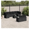 Image de Salon de Jardin avec Coussins 10 pcs, Canapés de Terrasse, Ensemble de Meubles de Patio, Mobilier d'Extérieur, Noir 3219415