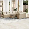 Image de Salon de jardin modulable rotin beige 10 pieces x 65.5 x 69