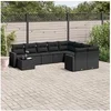 Image de Salon de Jardin avec Coussins 10 pcs, Canapés de Terrasse, Ensemble de Meubles de Patio, Mobilier d'Extérieur, Noir 3219445