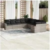 Image de Salon de Jardin avec Coussins 10 pcs, Canapés de Patio, Ensemble de Meubles, Mobilier de Terrasse Exterieur, Gris 3219502