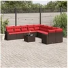 Image de Salon de Jardin et Coussins 11 pcs, Canapés de Patio, Ensemble de Meubles, Mobilier de Terrasse Exterieur, Marron 3219514
