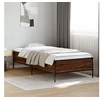 Image de Bedframe bewerkt hout en metaal bruin eikenkleurig 100x200 cm844965