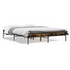 Image de Bedframe bewerkt hout metaal gerookt eikenkleurig 135x190 cm845043