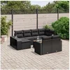 Image de Salon de Jardin avec Coussins 11 pcs, Canapés de Terrasse, Ensemble de Meubles de Patio, Mobilier d'Extérieur, Noir 3228915