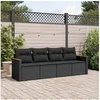Image de Salon de jardin modulable resine tressee noir 4 pieces x 61.5 x 69 4 personnes
