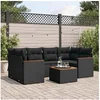 Image de Salon de Jardin avec Coussins 7 pcs, Canapés de Terrasse, Ensemble de Meubles de Patio, Mobilier d'Extérieur, Noir 3225796