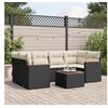Image de Salon de Jardin avec Coussins 7 pcs, Canapés de Terrasse, Ensemble de Meubles de Patio, Mobilier d'Extérieur, Noir 3225797