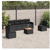 Image de Salon de Jardin avec Coussins 7 pcs, Canapés de Terrasse, Ensemble de Meubles de Patio, Mobilier d'Extérieur, Noir 3225866