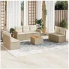 Image de Salon de jardin modulable 8 pieces 7 personnes rotin 62 x 55 x 69 cm beige