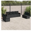 Image de Salon de Jardin avec Coussins 8 pcs, Canapés de Terrasse, Ensemble de Meubles de Patio, Mobilier d'Extérieur, Noir 3225887