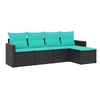 Image de Salon de jardin modulable GENERIQUE resine tressee noir 5 pieces 62 x 55 x 69 cm