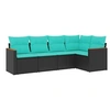 Image de Salon de jardin modulable GENERIQUE noir resine tressee 5 pieces 62 x 55 x 69 cm