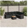 Image de Salon de Jardin avec Coussins 7 pcs, Canapés de Terrasse, Ensemble de Meubles de Patio, Mobilier d'Extérieur, Noir 3226006