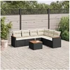 Image de Salon de Jardin avec Coussins 7 pcs, Canapés de Terrasse, Ensemble de Meubles de Patio, Mobilier d'Extérieur, Noir 3226007