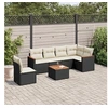 Image de Salon de jardin 7 pcs avec coussins noir résine tressée 3226021
