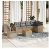 Image de Salon de jardin modulable beige 7 pieces 6 personnes 62 x 62 x 69 cm resine tressee