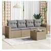 Image de Salon de jardin avec coussins 5 pcs beige résine tressée 3251026