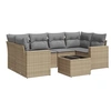 Image de Salon de jardin 7 pièces avec coussins beige résine tressée