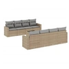 Image de Salon de jardin 9 pièces avec coussins beige résine tressée
