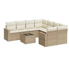 Image de Salon de jardin 9 pièces avec coussins beige résine tressée