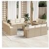 Image de Salon de jardin avec coussins 13 pcs beige résine tressée