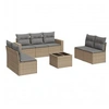 Image de Salon de jardin 8 pièces avec coussins beige résine tressée
