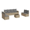 Image de Salon de jardin 9 pièces avec coussins beige résine tressée