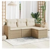 Image de Salon de jardin avec coussins 4 pcs beige résine tressée 3251205