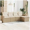 Image de Salon de jardin avec coussins 5 pcs beige résine tressée 3251225