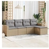 Image de Salon de jardin avec coussins 5 pcs beige résine tressée 3251226