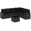 Image de Salon de jardin 7 pièces avec coussins noir résine tressée