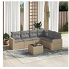 Image de Salon de jardin 7 pièces avec coussins beige résine tressée
