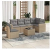 Image de Salon de jardin avec coussins 7 pcs beige résine tressée 3251376