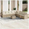 Image de Salon de jardin modulable GENERIQUE 10 pieces 9 personnes resine tressee 62 x 62 x 69 cm beige
