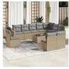 Image de Salon de jardin 11 pièces avec coussins beige résine tressée