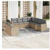 Image de Salon de jardin 9 pièces avec coussins beige résine tressée