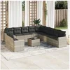 Image de Salon de jardin avec coussins 12 pcs gris clair résine tressée