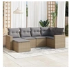 Image de Salon de jardin avec coussins 6 pcs beige résine tressée 3251596