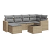 Image de Salon de jardin 7 pièces avec coussins beige résine tressée
