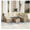 Image de Salon de jardin avec coussins 8 pcs beige résine tressée